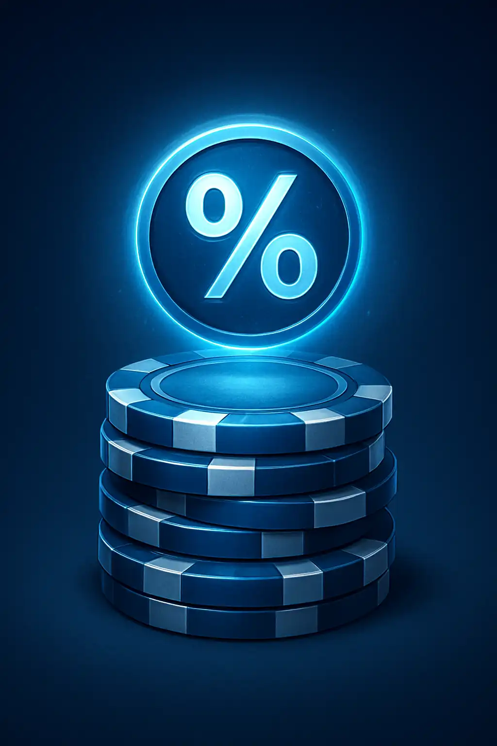 Bonus chips and percentage badges in sapphire and silver tones representing Citobet promotions